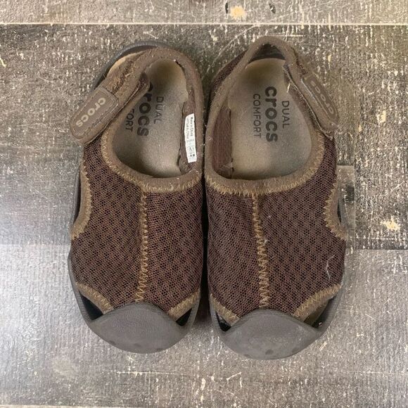 Crocs Little kids Size 9 Swiftwater Sandals Brown Slingback Water Shoes Outdoor - Picture 8 of 10